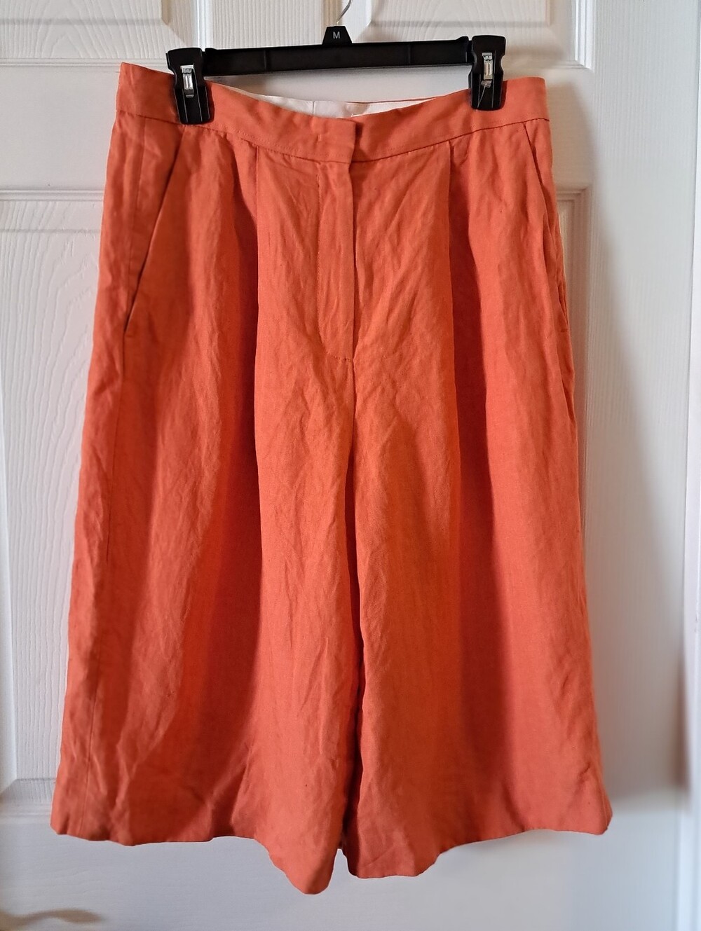 COS High-Waist Wide Leg Linen Blend Culottes in Brick Orange